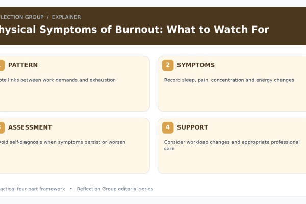 Physical Symptoms of Burnout: What to Watch For four-part infographic