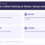 How to Host a Wine Tasting at Home: Setup and Scoring four-part infographic
